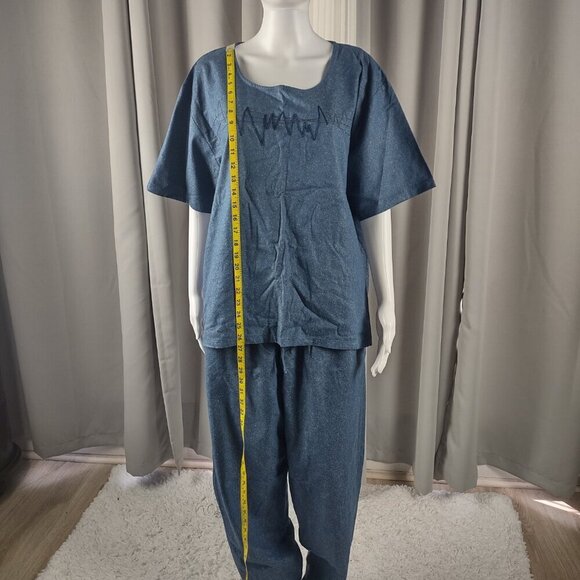 Great Cavalier by St. Paul 100% Silk Vintage 2-Piece Blue Lounge Set Women’s XL - Picture 6 of 16